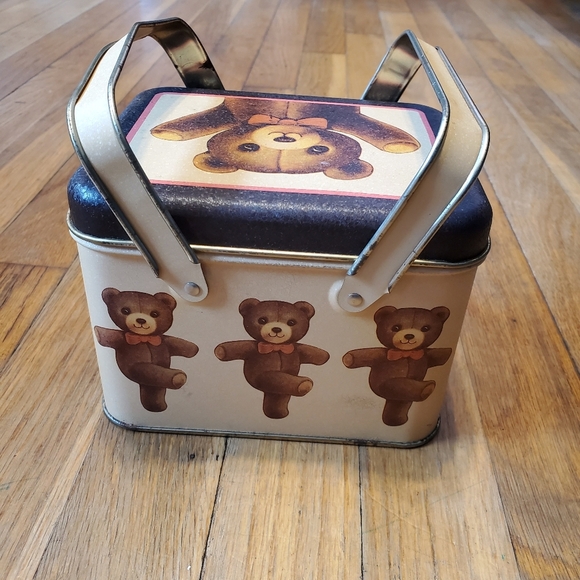 Vintage 1983‎ bristolware chein industries teddy bear metal tin with handles - Picture 3 of 8